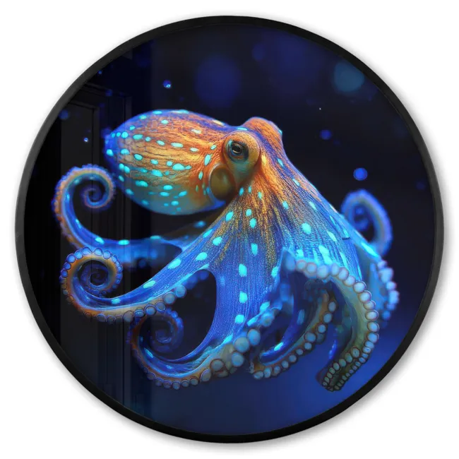 Photo Frame Round - Octopus - Dots - Blue - Sea