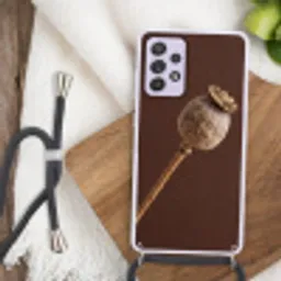 Papaverbol - Droogbloem - Bruin - Minimalistisch Hoesje Samsung Galaxy A52 5G met koord klein -sfeer4