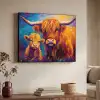 Schotse hooglander - Koeien - Dieren - Kunst Textielframe zwart klein -sfeer3