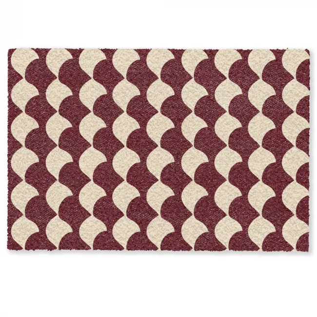 Deurmat - Rood - Tegelpatroon - Crème