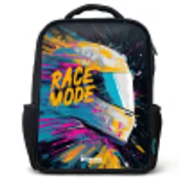 Racehelm - Verfspatten - Penseelstreken - Race mode Rugzak - Zwart middel -3d