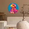 Bloemenkrans - Hagedis - Kimono - Paars Wandcirkel behangsticker klein -sfeer1