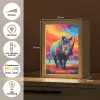 Neushoorn - Zonsondergang - Savanna - Kleurrijk Light Box met kabel (Tafellamp) klein -USP_NL