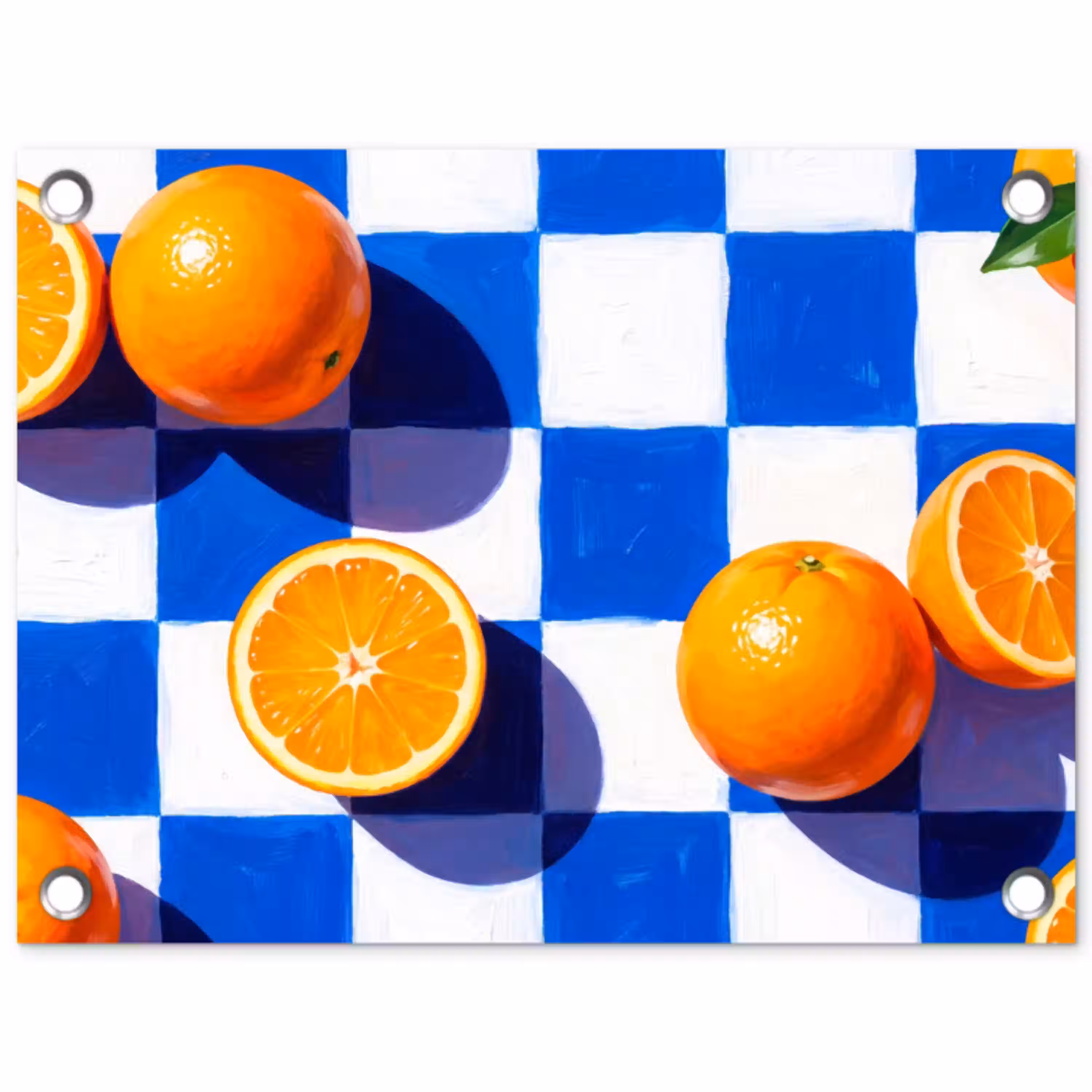Sinaasappel - Geruit - Eten tuinposter los doek klein -3d