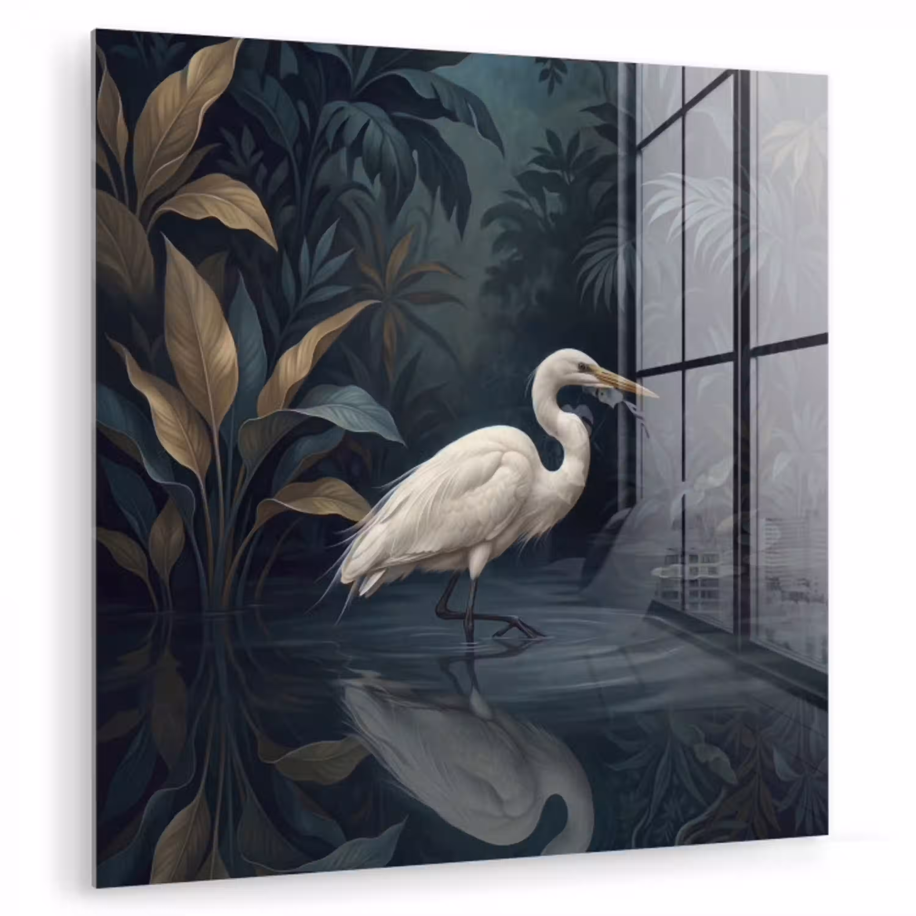 Reiger - Water - Natuur - Modern - Wit plexiglas 5mm klein -zzzproduct_nieuw