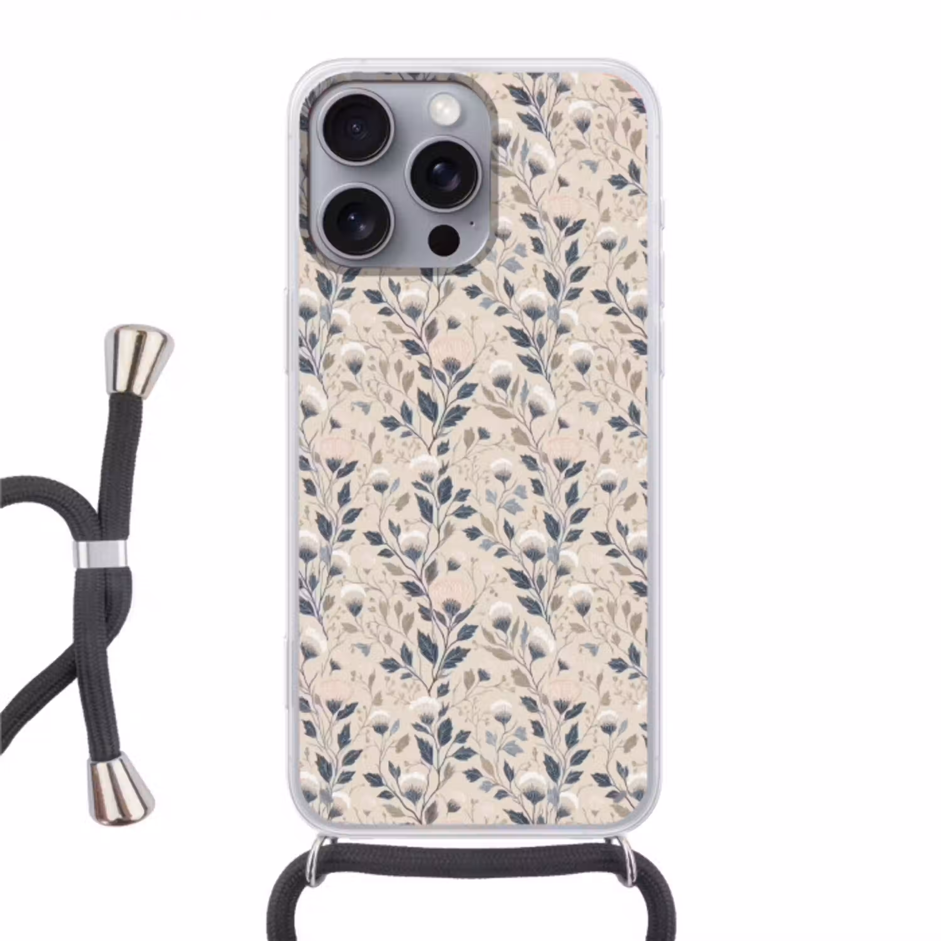 Klassiek - Botanisch - Kleurrijk Hoesje iPhone 16 Pro Max met koord klein 804 -3d