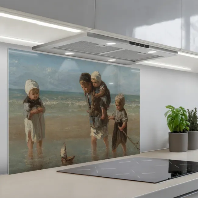 Kitchen Splashback - Children of the sea - Painting by Jozef Israëls