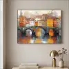 Gracht - Huizen - Kunst - Art Textielframe zwart klein -sfeer2