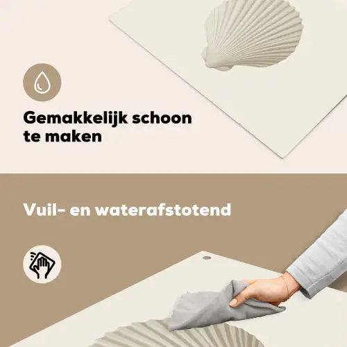 Schelp - Minimalistisch - Wit Inductie beschemer met haakjes klein -ky-schoon-nl