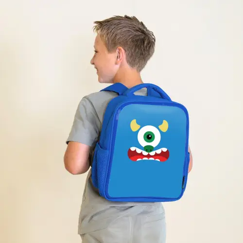 Dierenportret - Monster - blauw Kinderrugzak - Blauw middel -sfeer2