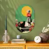 Retro - Meisje - Kat - Zon Wandcirkel Ovaal Forex klein -sfeer2