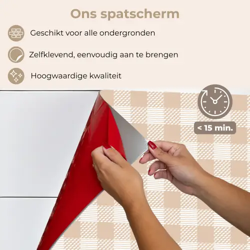 Plaid - Patroon - Vierkant - Beige keuken achterwand spatscherm klein 900 -spatscherm_NL