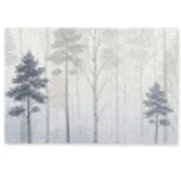 Bos - Bomen - Mist - Natuur - Illustratie - Grijs Deurmat klein -zkaufland3d