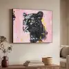 Zwart - Panter - Roze - Abstract Textielframe - compleet frame klein -sfeer3