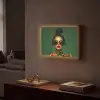 Vrouw - Groen - Modern - Bril - Abstract Light Box met batterij (Wandlamp) middel -sfeer1