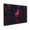 Flamingo - Roze - Neon - Licht Tuinposter op houten frame 2 cm dik klein -3d