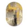 Abstract - Geel - Modern - Beige Wandcirkel Ovaal Forex klein -3d