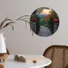 Landschap - Hek - Pad - Zonsondergang - Natuur Wandcirkel behangsticker klein -sfeer3