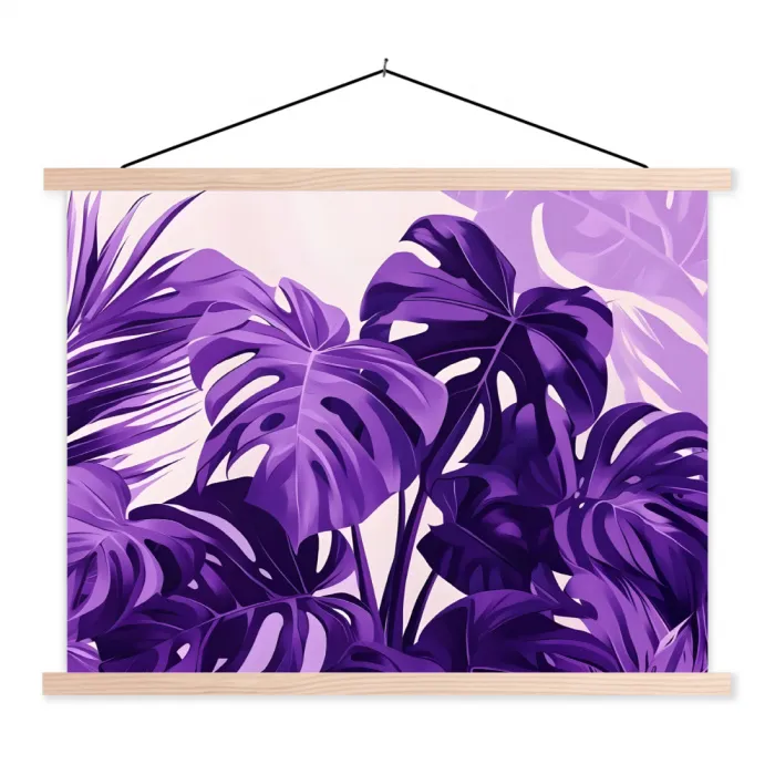 Bladeren - Paars - Tropisch - Abstract textielposter latten blank klein -3d