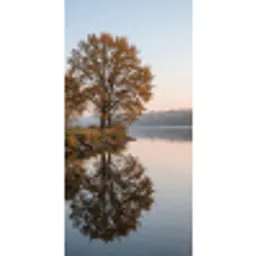 Bomen - Reflectie - Water - Zonsopgang - Serene Behang Vlies klein -3d_website