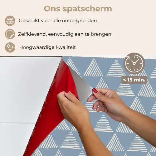 Driehoek - Blauw - Patroon - Strepen keuken achterwand spatscherm klein 900 -spatscherm_NL