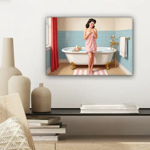 Badkamer - Vrouw - Roze canvas 2cm klein -sfeer6