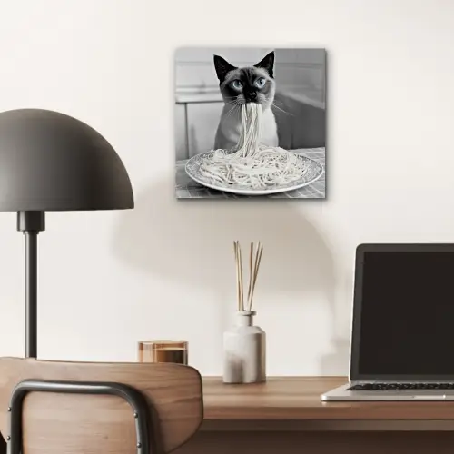 Kat - Siamees - Zwart Wit - Schattig - Dieren aluminium wit klein -sfeer5