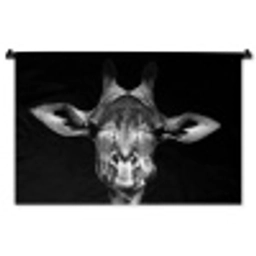 Giraffe - Portret - Dieren - Zwart - Wit Wandkleed katoen middel -zz3d