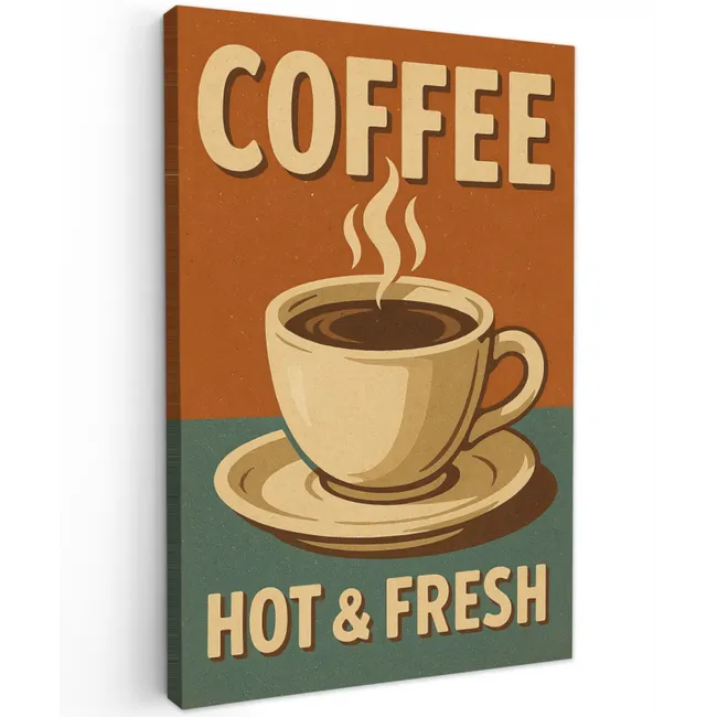 Koffie - Kop - Vintage - Quote Tuinposter op houten frame 2 cm dik klein -3d