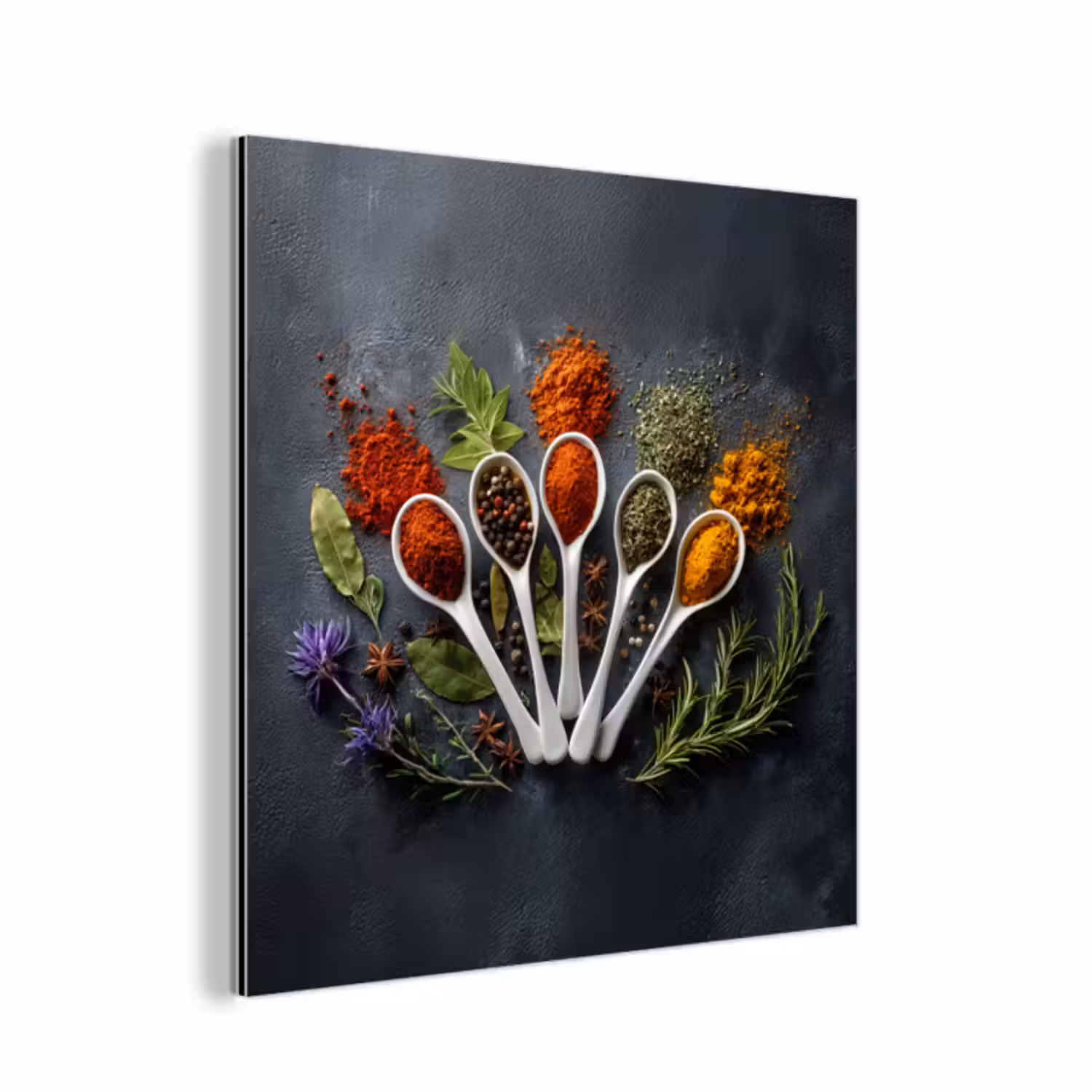 Aluminium schilderij - Lepels - Wit - Poeder - Kruiden