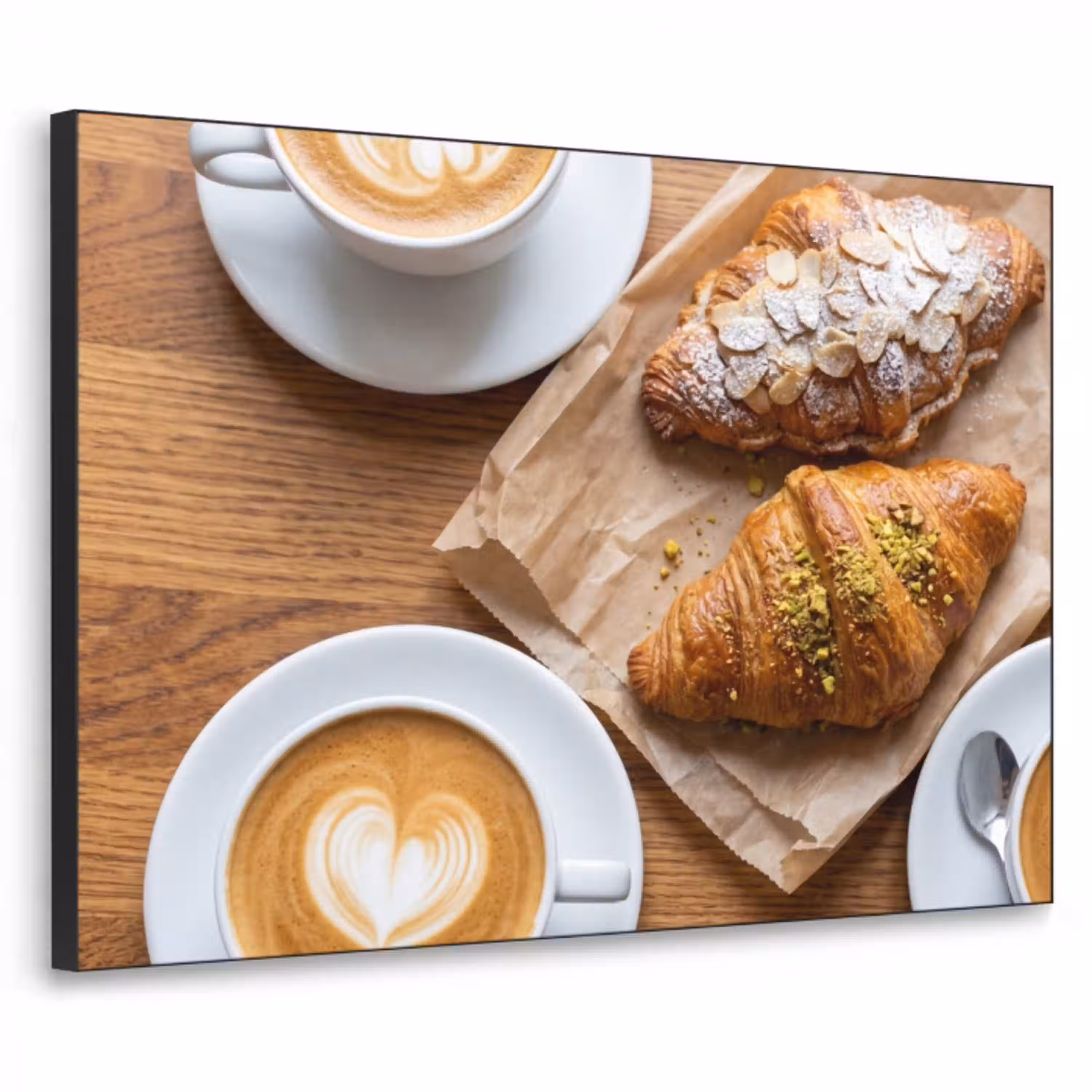 Eten - Croissant - Koffie - Ontbijt - Modern Textielframe zwart klein -3d