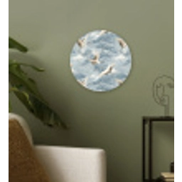 Wolken - Kraanvogels - Blauw Wandcirkel kunststof plaat 5mm dik klein 188 -sfeer3
