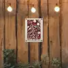 Vogel - Bordeaux - Bloemen - Bessen tuinposter los doek klein -sfeer1