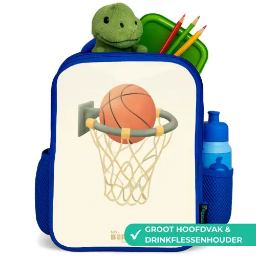 Basketbal in neutrale kleuren Kinderrugzak - Blauw middel -inhoud_NL