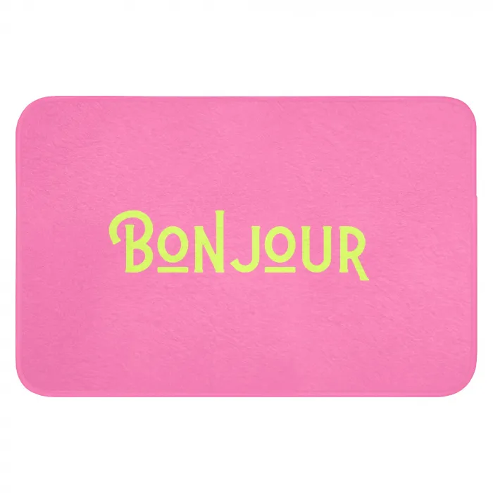 Roze - Groene Bonjour - art-deco Badmat klein -3d