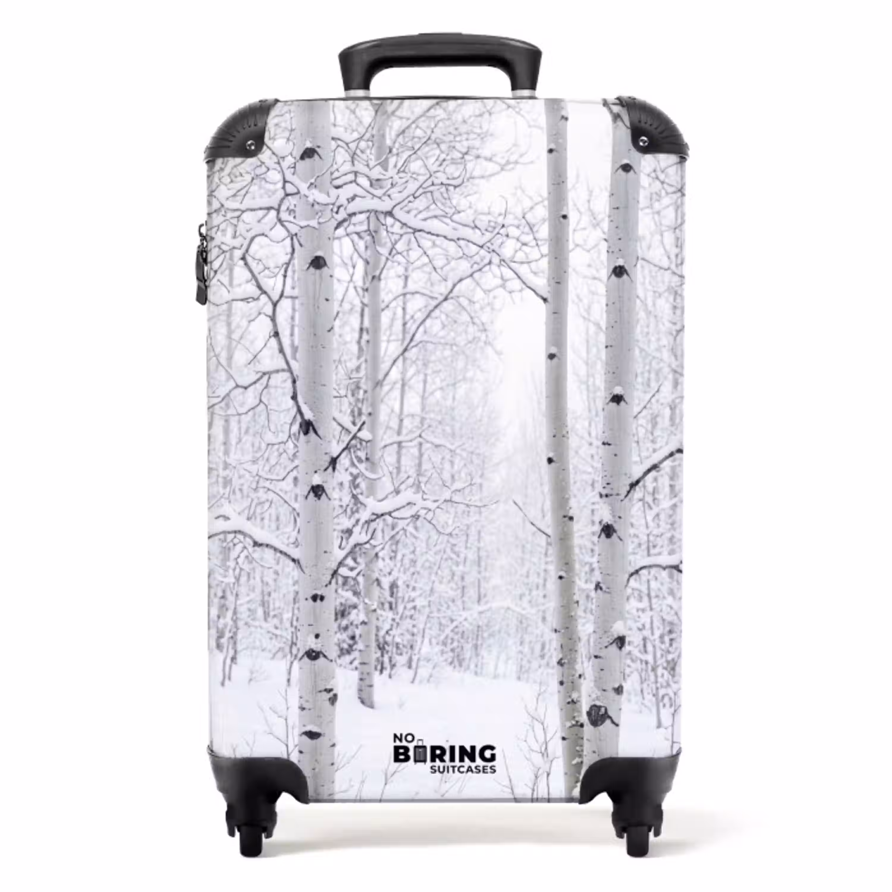 Berkenbomen - Sneeuw - Winter - Bos - Wit NBS - Handbagage koffer - Volwassenen Unisex middel -productfoto_recht