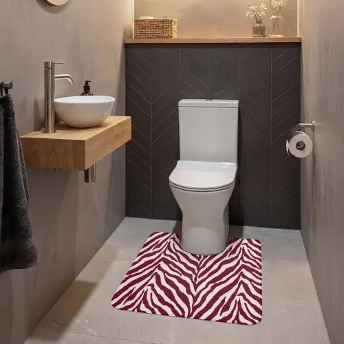Zebra - Motief - Bordeaux - Rood WCmat U-uitsnede middel 1014 -sfeer2