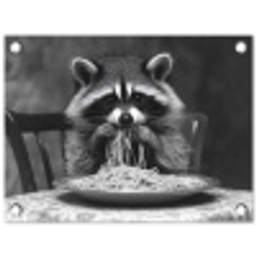 Wasbeer - Cute - Pasta - Tafelkleed - Zwart - Wit tuinposter los doek klein -3d