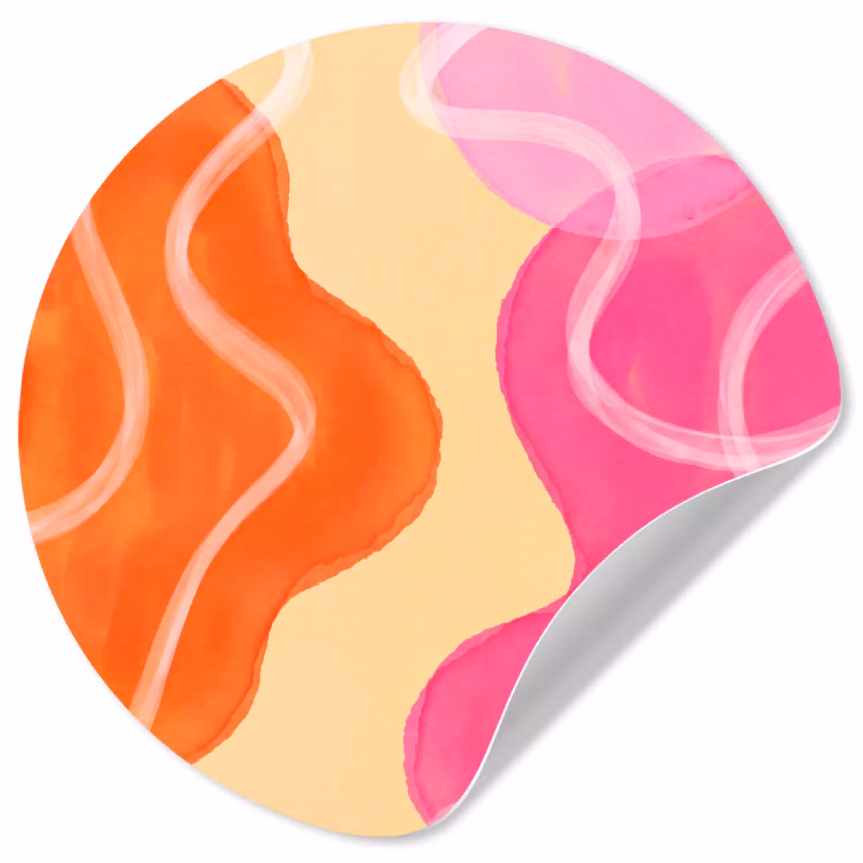 Abstract - Aquarel - Organisch - Oranje - Roze Wandcirkel behangsticker klein -3d