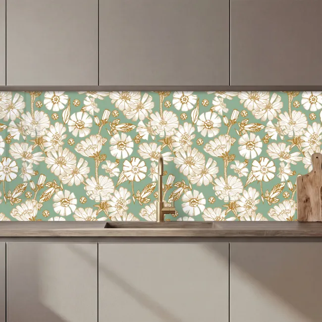 Bloem - Art nouveau - Design keuken achterwand 2 middel 871 zz_3dshopping