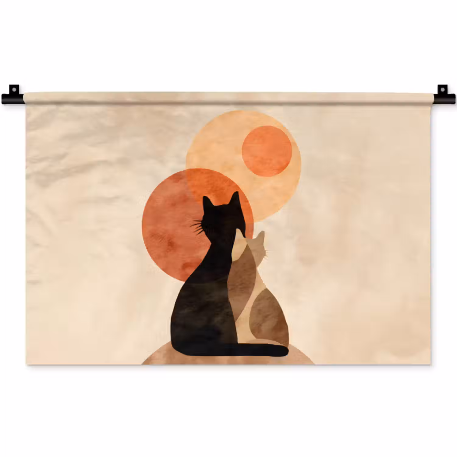 Wandkleed - Katten - Zwart - Abstract - Cirkels