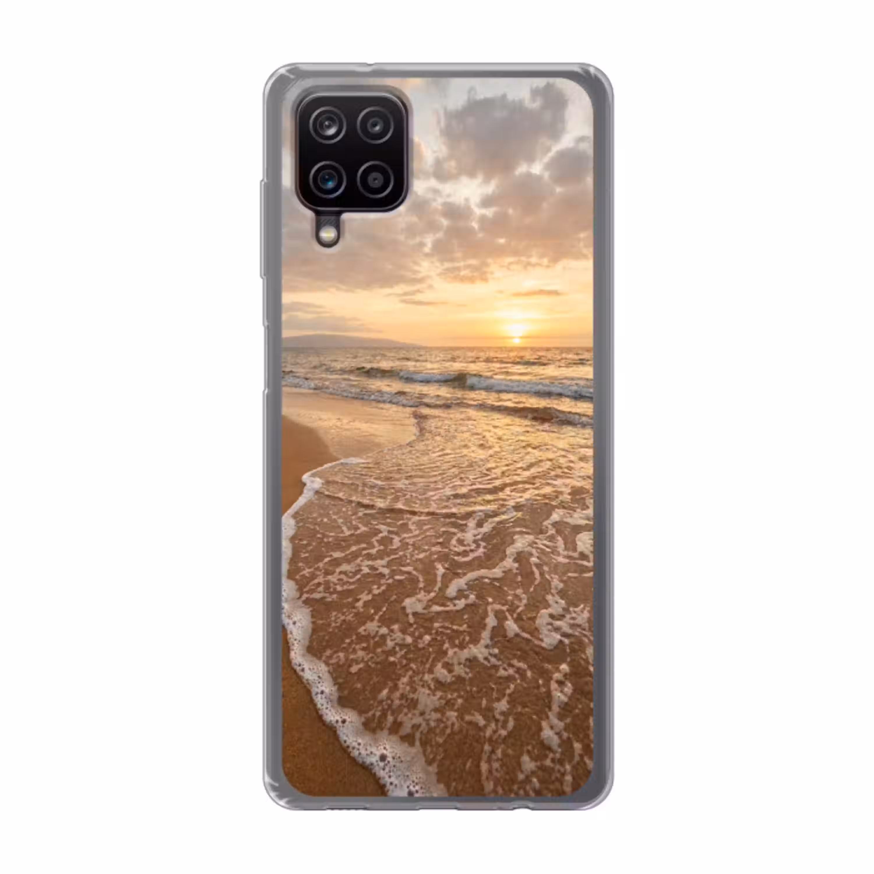 Zee - Kustlijn - Wolken - Landschap - Oranje Telefoonhoesje Samsung Galaxy A12 klein -3d