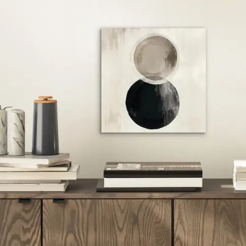 Cirkels - Vorm - Beige - Abstract aluminium wit klein -sfeer1