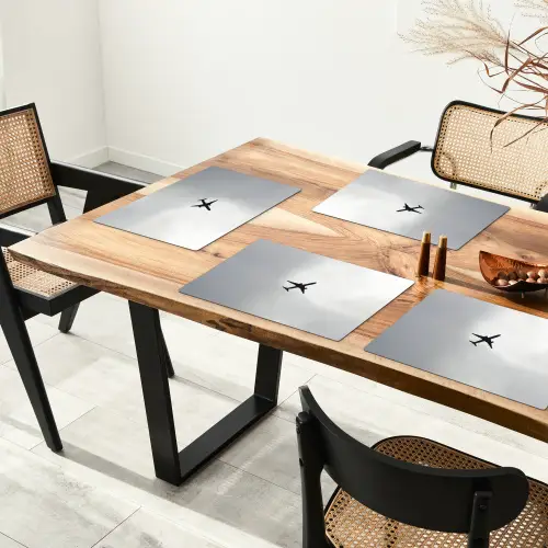 Minimalistisch - Silhouet - Zwart - Vliegtuig Placemat vinyl groot -zzsfeer4_Kitchenyeah-website