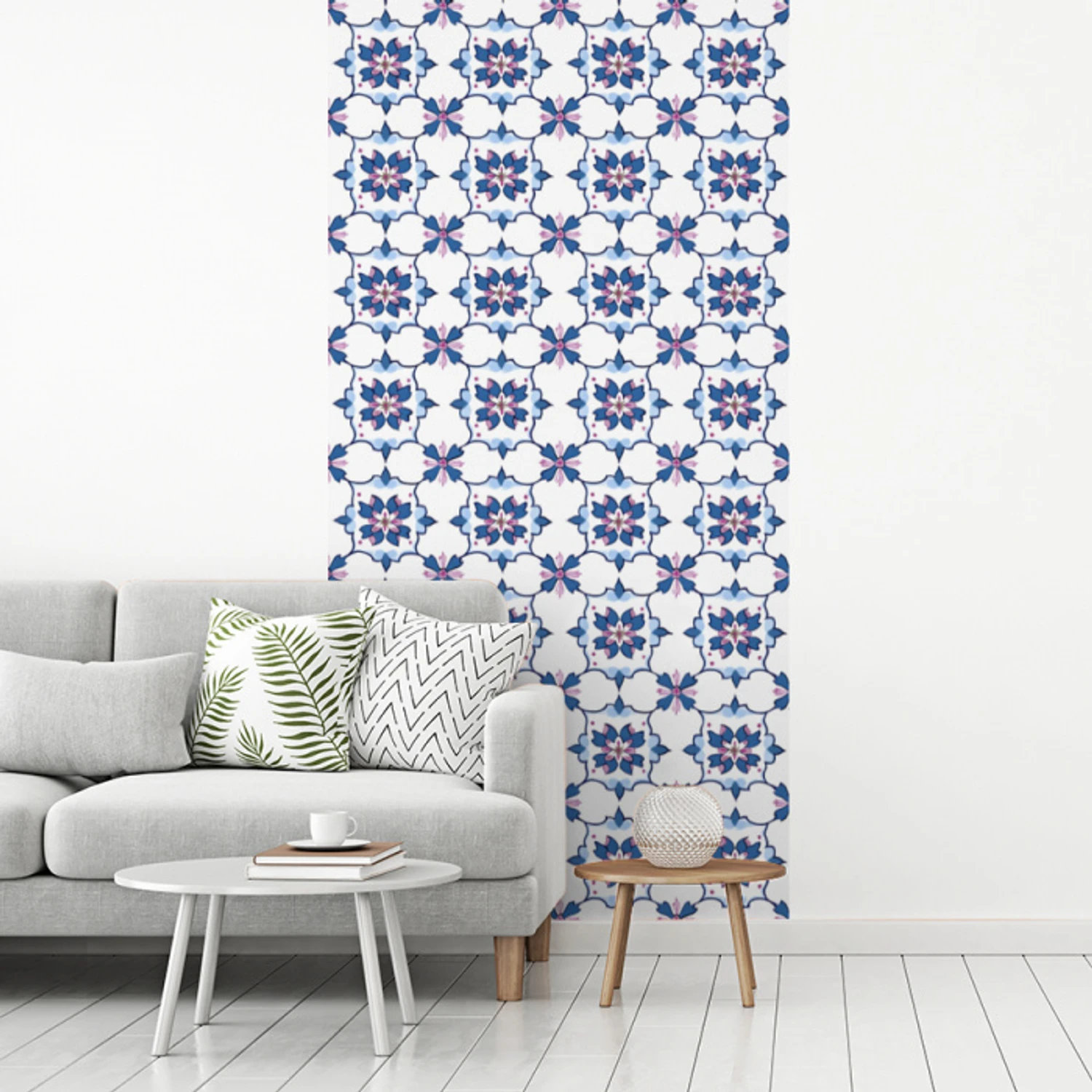 Modern - Patroon - Blauw - Roze fotobehang vinyl groot 64 -woonkamer