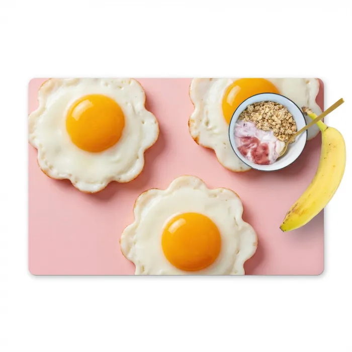 Eieren - Bloem - Roze Placemat vinyl groot -zzzproduct_Kitchenyeah-website