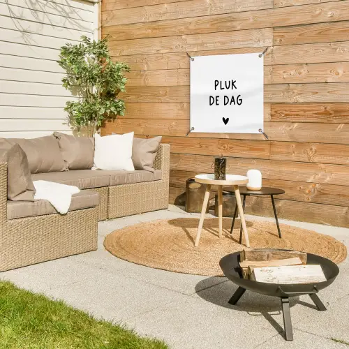 Spreuken - Quotes - Pluk de dag - Carpe diem tuinposter los doek klein -sfeer4