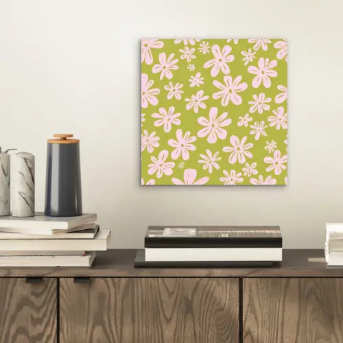 Bloemen - Roze - Getekend - Patroon aluminium wit klein -sfeer1