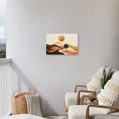 Zon - Heuvels - Boom - Abstract Tuinposter op houten frame 2 cm dik klein -sfeer1