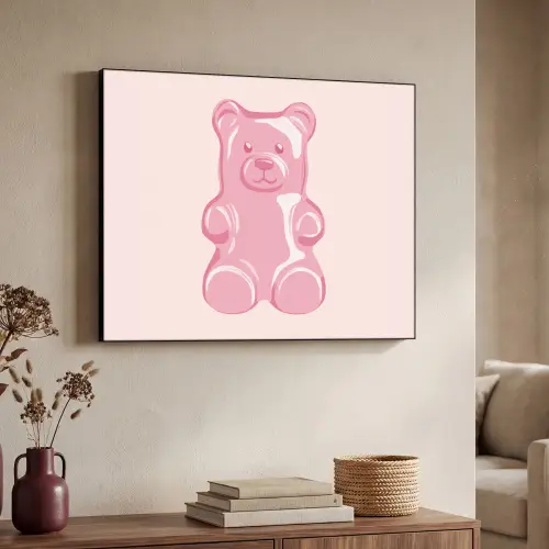 Beer - Roze - Snoep Textielframe - compleet frame klein -sfeer3